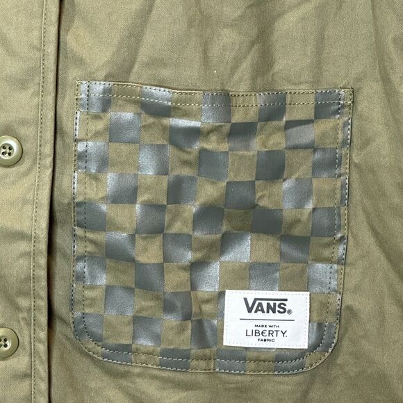 Vans X Liberty Boxy Button Up Oversized Brush Cotton Jacket Green Women's Medium - Picture 5 of 11
